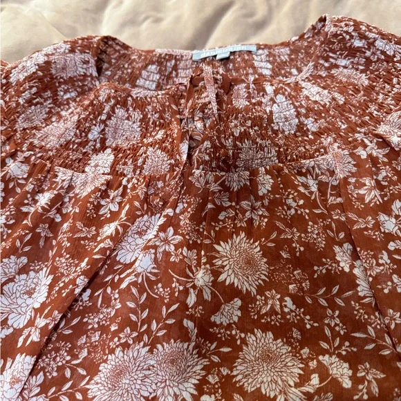 Daniel Rainn Rust Floral Blouse M - Picture 2 of 5